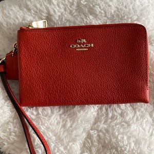 Red Coach Double Pocket Wristlet